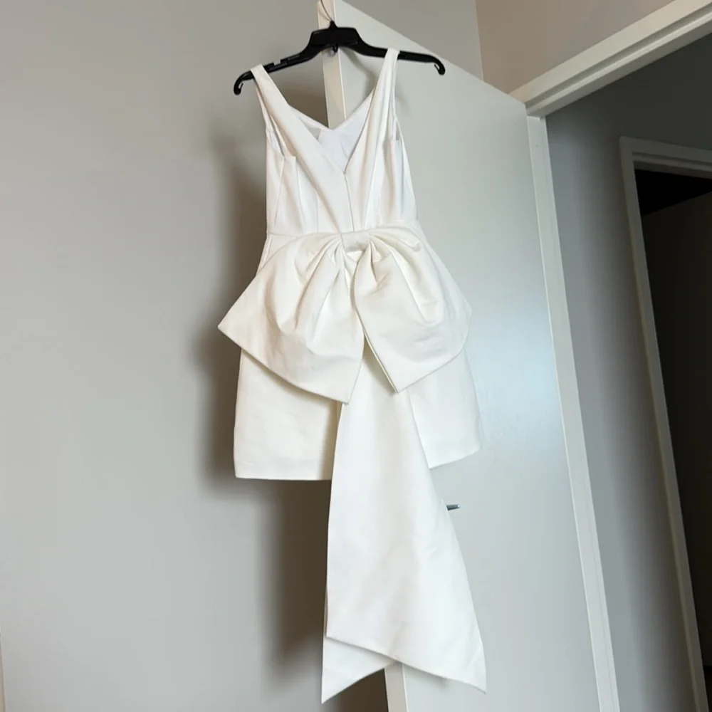 Anthropologie Sachin & Babi Archie V-Neck Back-Bow Mini Dress BHLDN - Picture 7 of 10